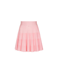 Flared knit short skirt - Pink & White