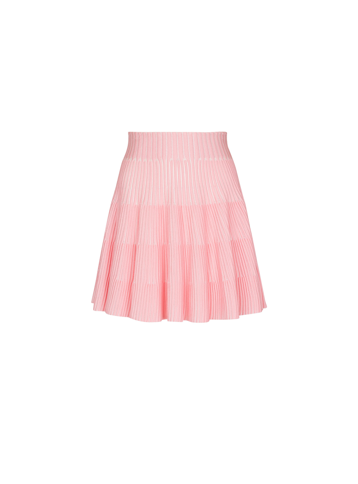 Flared knit short skirt - Pink & White