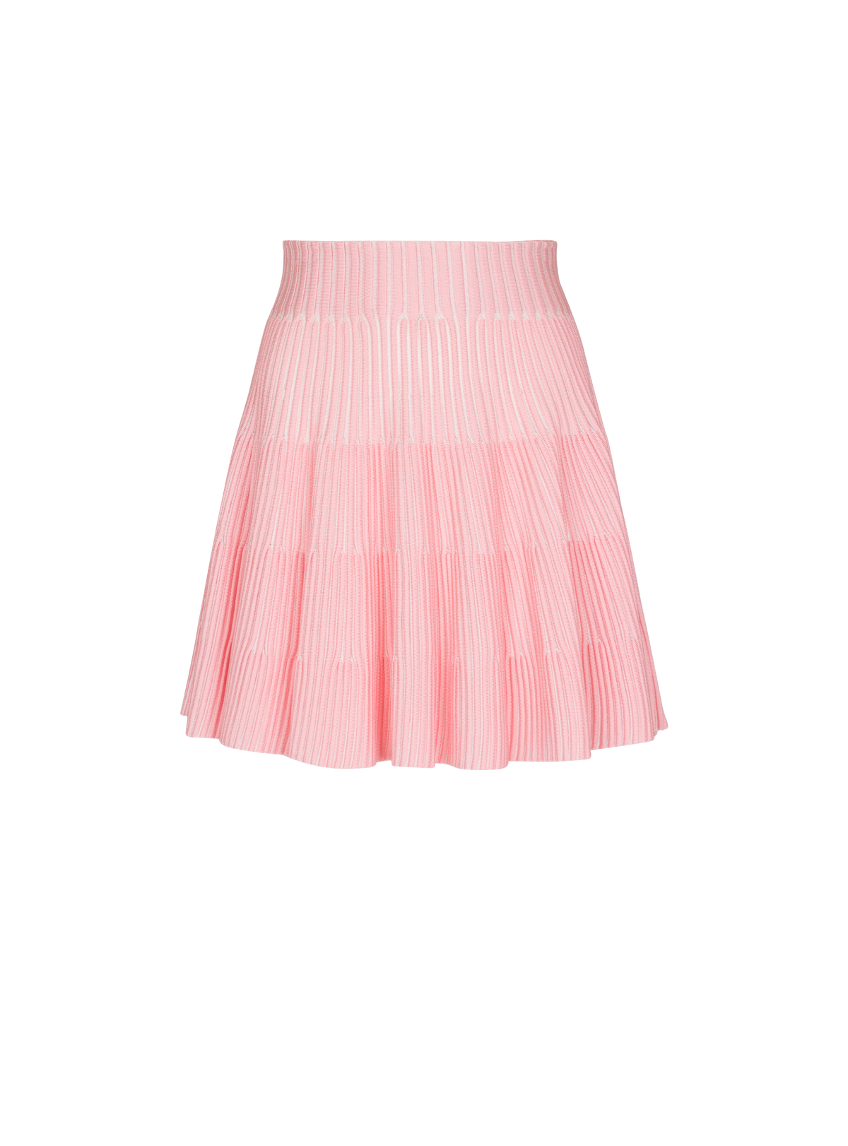 Jupe évasée en maille reliefée - Rose & Blanc