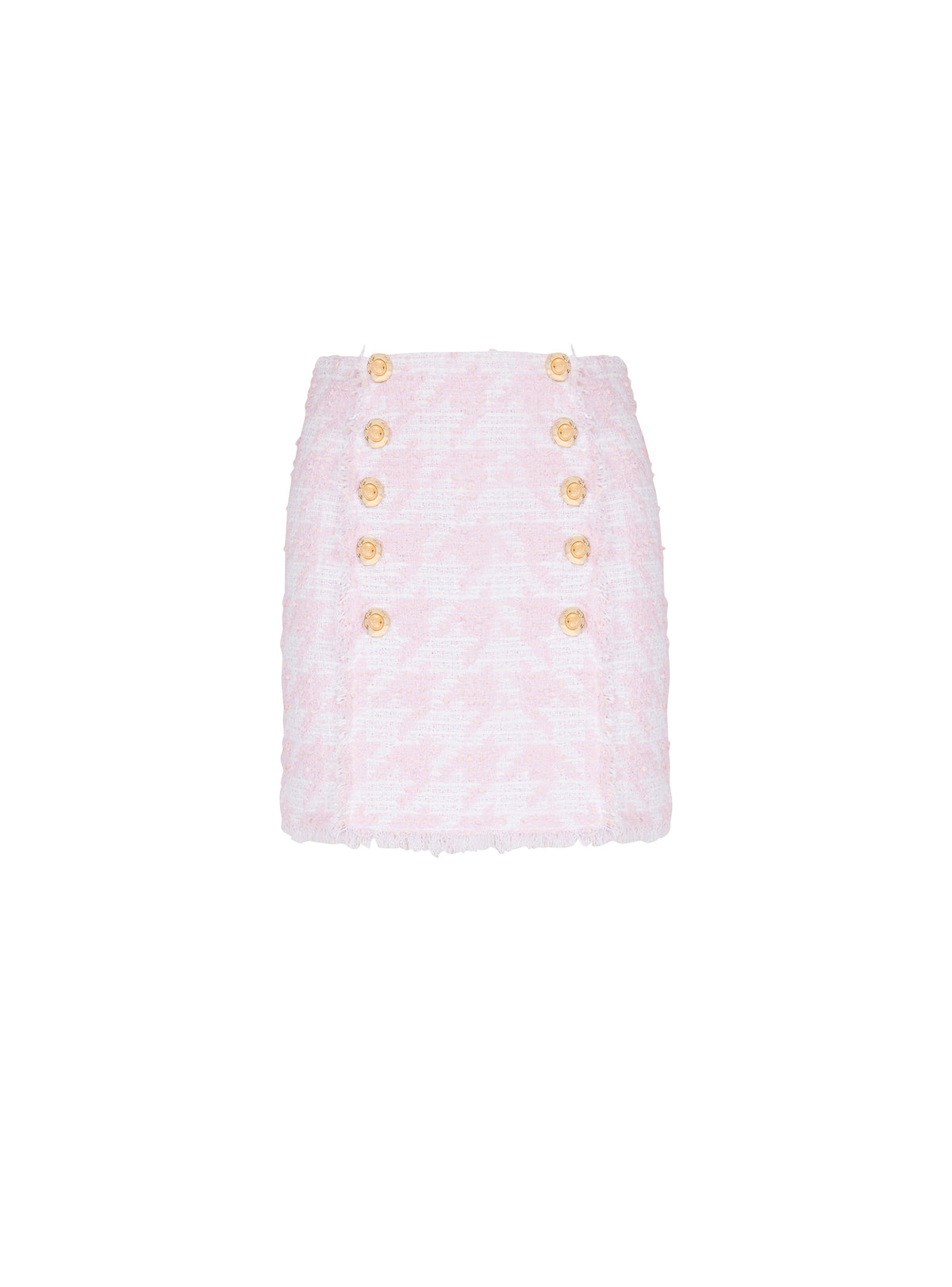 Straight tweed short skirt - White & Pink