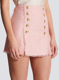 Jupe courte en tweed à sequins - Rose