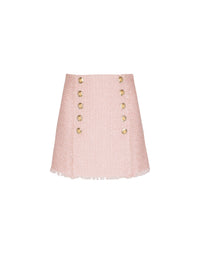 Sequined tweed short skirt - Pink