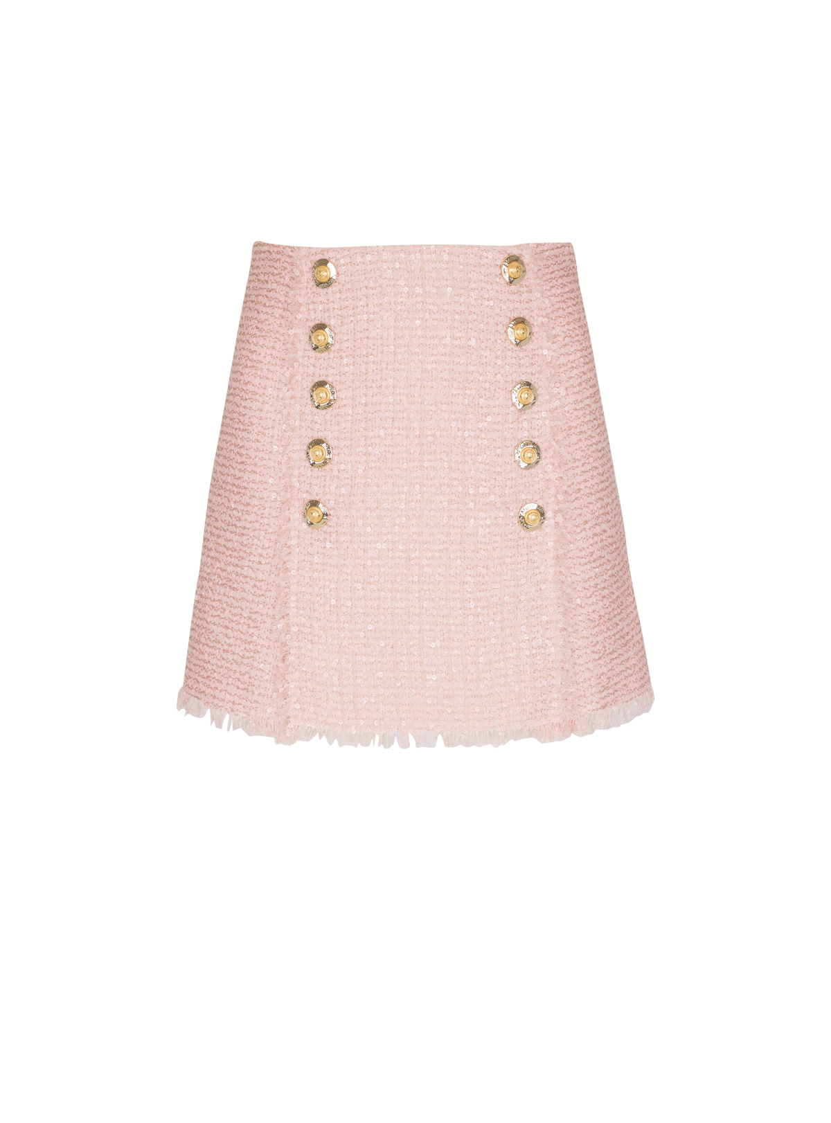 Jupe courte en tweed à sequins - Rose