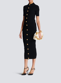 Twisted knit midi skirt - Black
