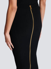 Jupe midi en maille torsadée - Noir