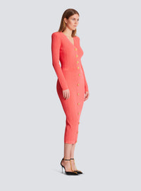 Jupe midi en maille torsadée - Rose Foncé