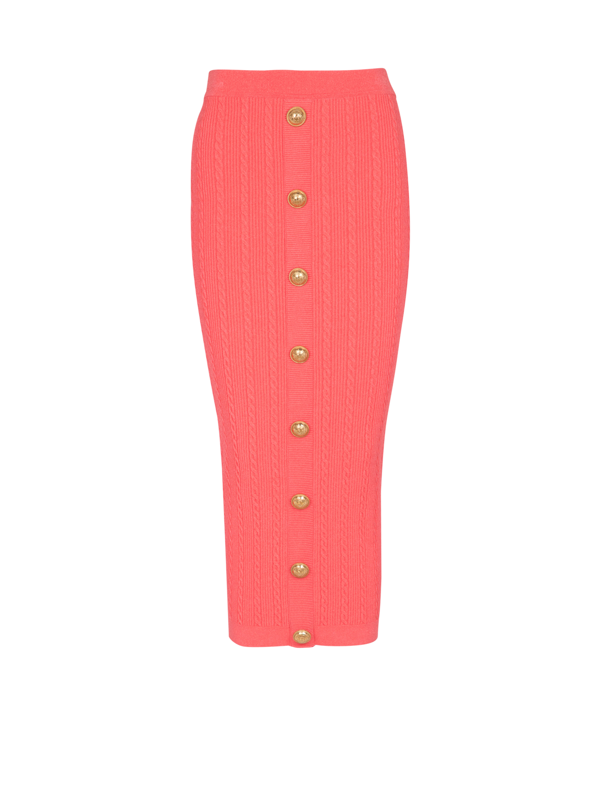 Jupe midi en maille torsadée - Rose Foncé