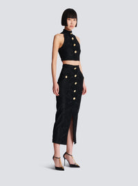 Jupe midi à motif baroque - Noir