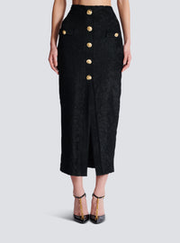 Jupe midi à motif baroque - Noir