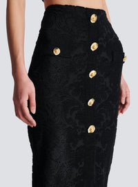 Jupe midi à motif baroque - Noir