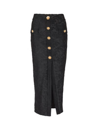 Jupe midi à motif baroque - Noir