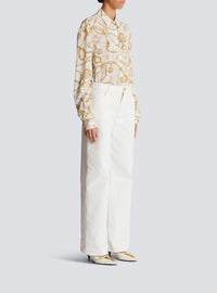 Pantalon droit en denim - Blanc Cassé