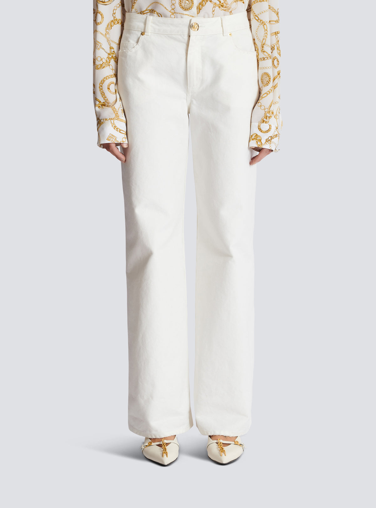 Jean droit en denim uni - Blanc Cassé