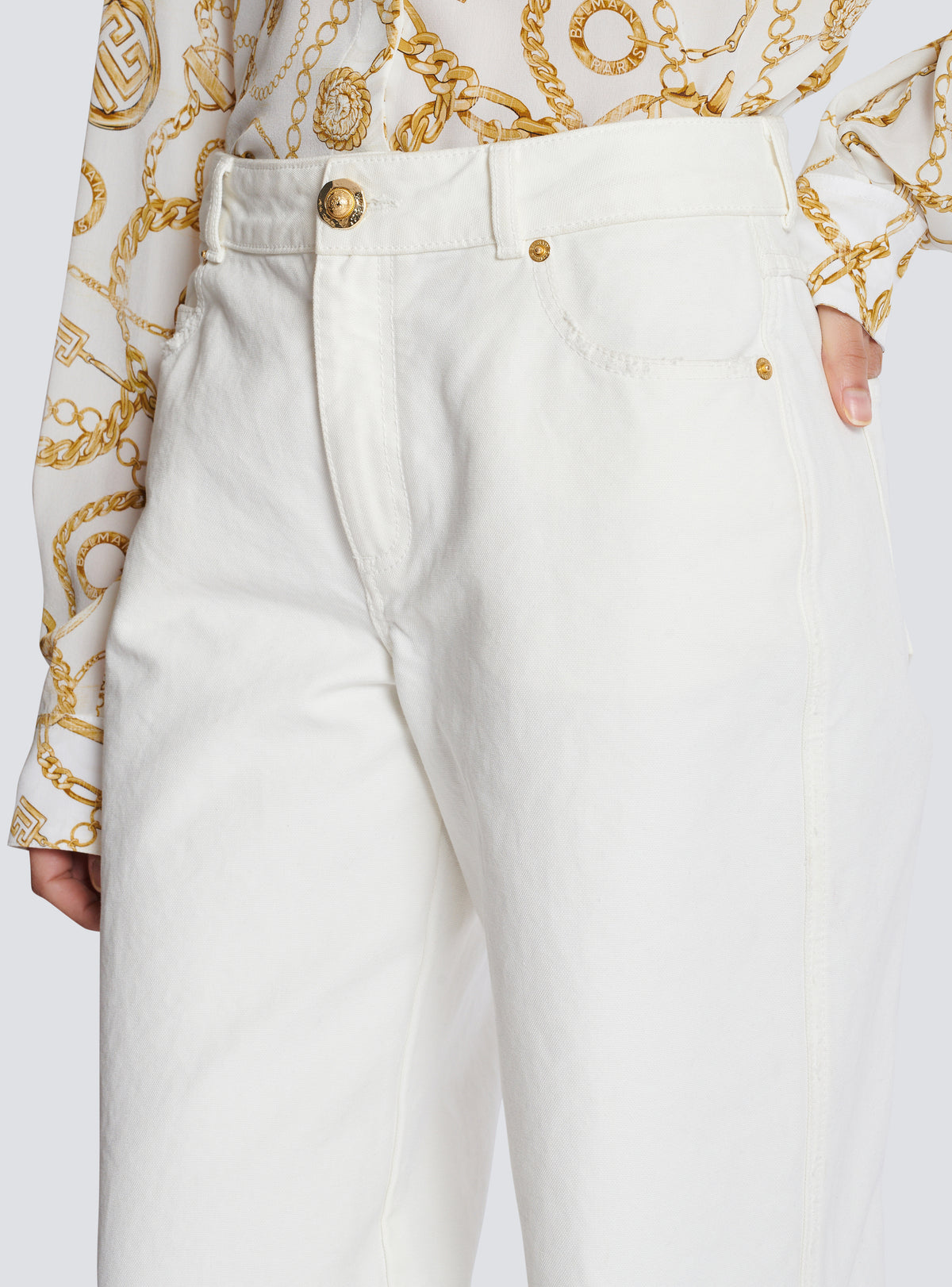 Jean droit en denim uni - Blanc Cassé