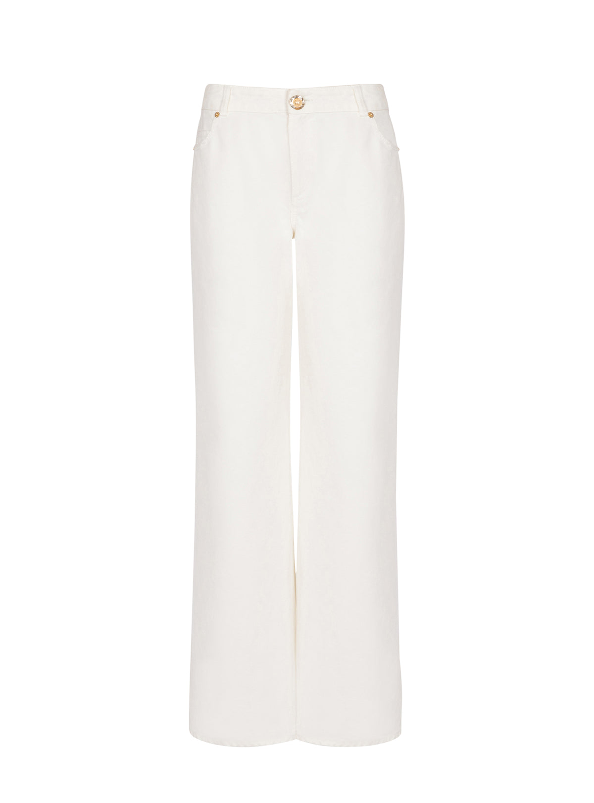 Pantalon droit en denim - Blanc Cassé