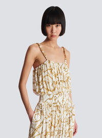 Combinaison fluide imprimée motif balmain chaînes - Blanc & Or
