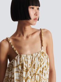 Combinaison fluide imprimée motif balmain chaînes - Blanc & Or