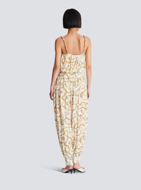 Combinaison fluide imprimée motif balmain chaînes - Blanc & Or