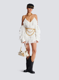 Robe fluide à volants en dentelle - Blanc & Blanc