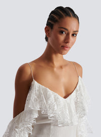 Robe fluide à volants en dentelle - Blanc & Blanc