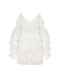 Robe fluide à volants en dentelle - Blanc & Blanc