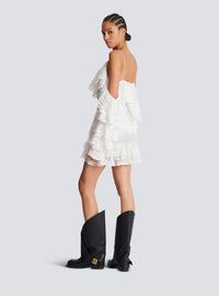 Robe fluide à volants en dentelle - Blanc & Blanc