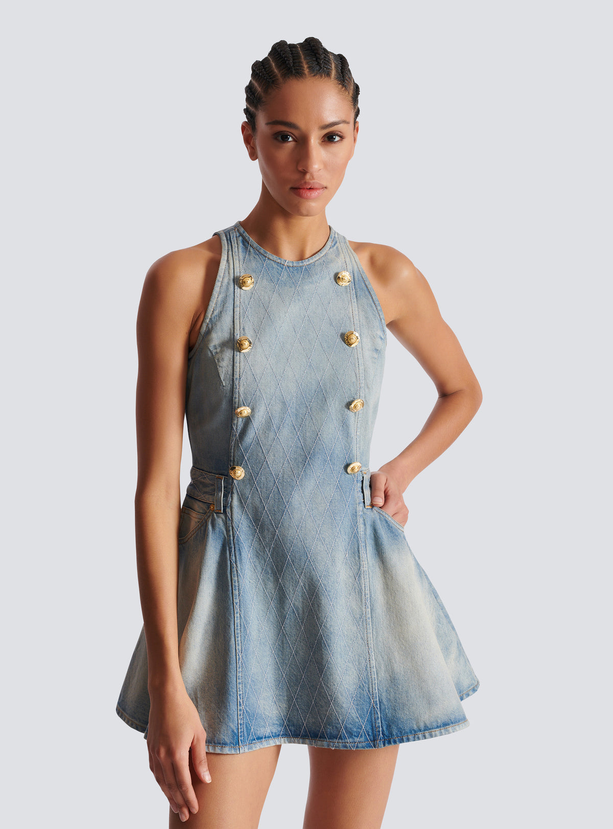 Robe en denim évasée - Bleu Jean Clair