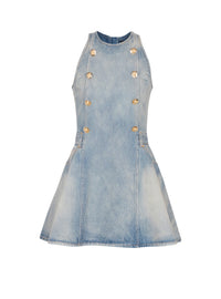 Robe courte évasée en denim - Bleu Jean Clair