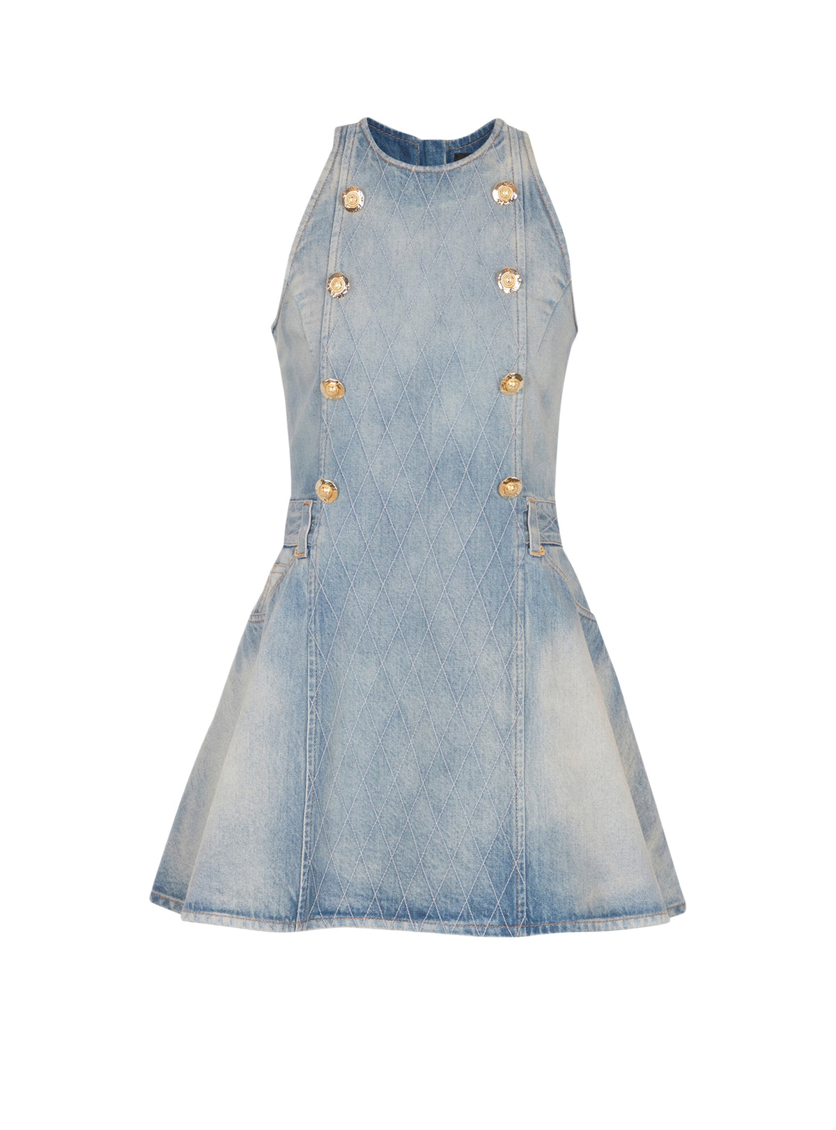 Robe courte évasée en denim - Bleu Jean Clair