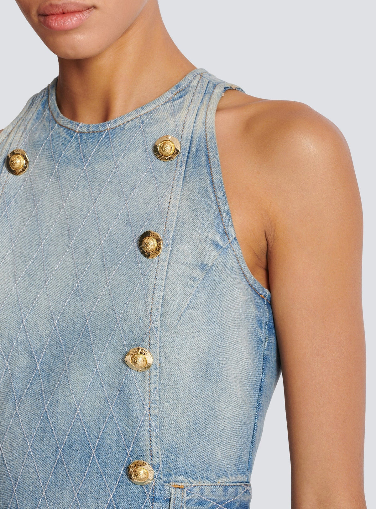 Robe courte évasée en denim - Bleu Jean Clair