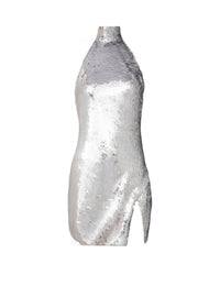 Robe dos-nu courte à sequins - Argenté