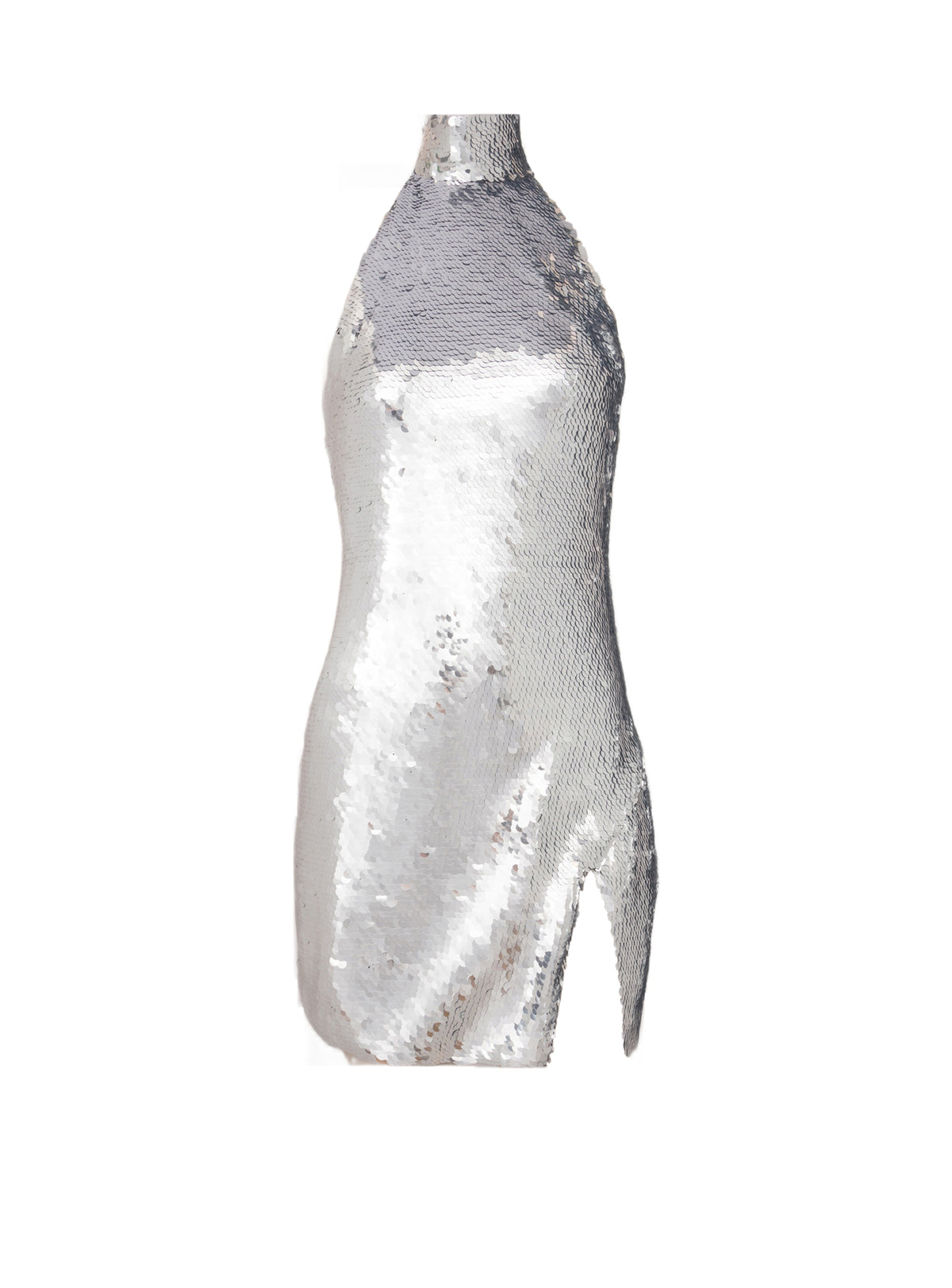 Robe dos-nu courte à sequins - Argenté