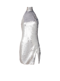 Robe dos-nu courte à sequins - Argenté