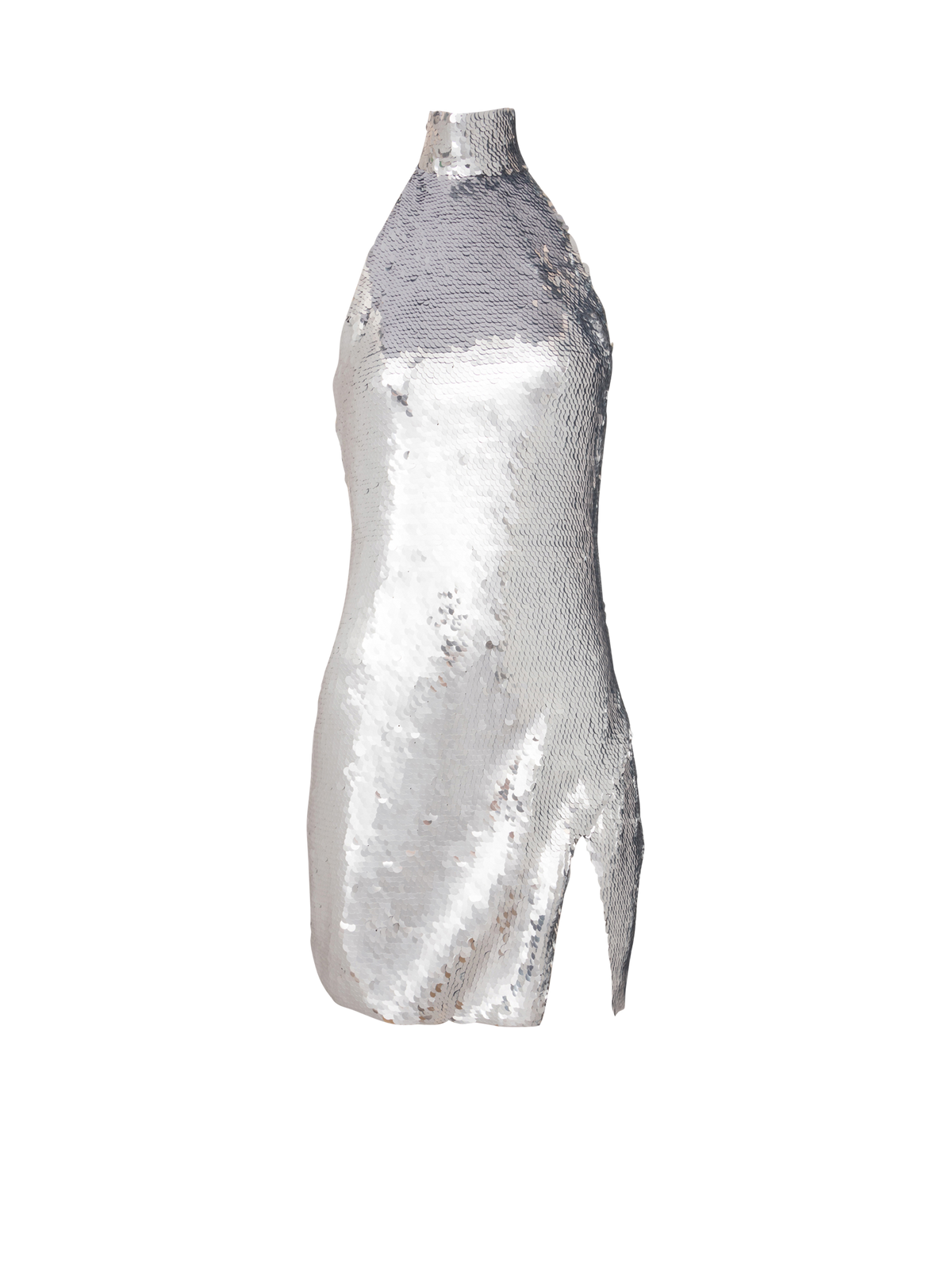 Robe dos-nu courte à sequins - Argenté