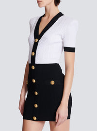 Short twisted knit dress - Black & White