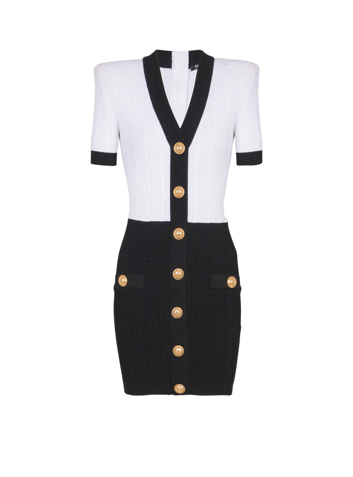 Short twisted knit dress - Black & White