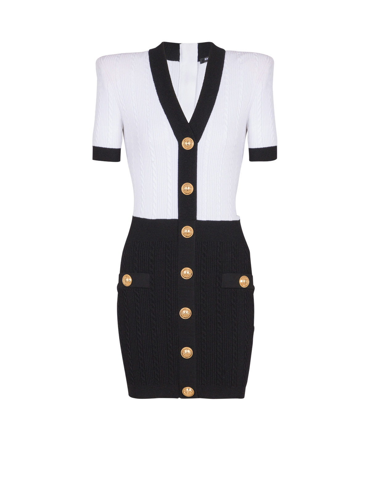 Robe bodycon bicolore en maille torsadée - Noir & Blanc