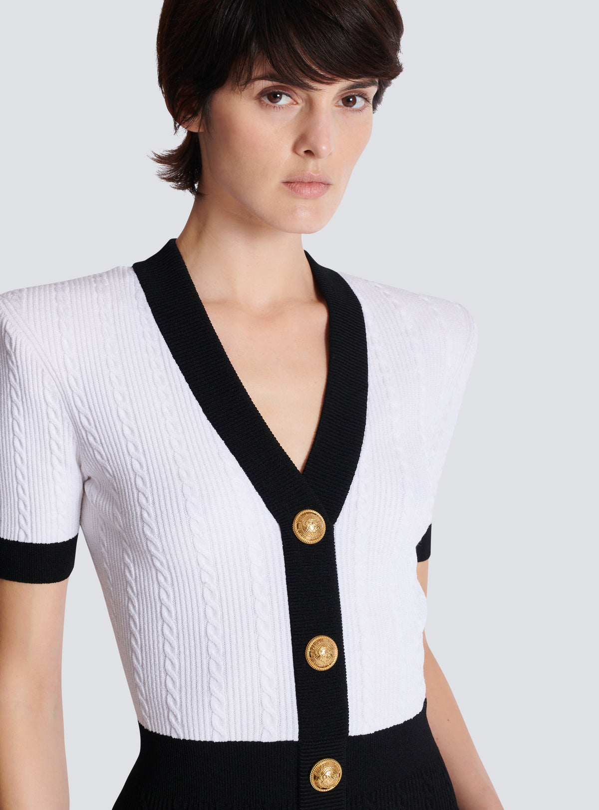 Robe bodycon bicolore en maille torsadée - Noir & Blanc