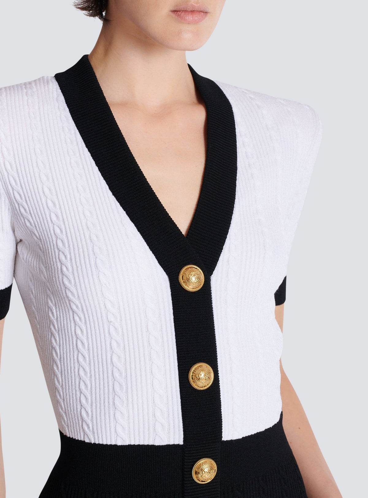 Short twisted knit dress - Black & White