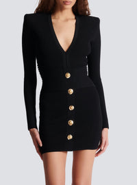 Short ribbed knit dress - Black