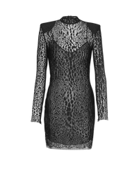 Robe bodycon en dentelle motif léopard - Noir