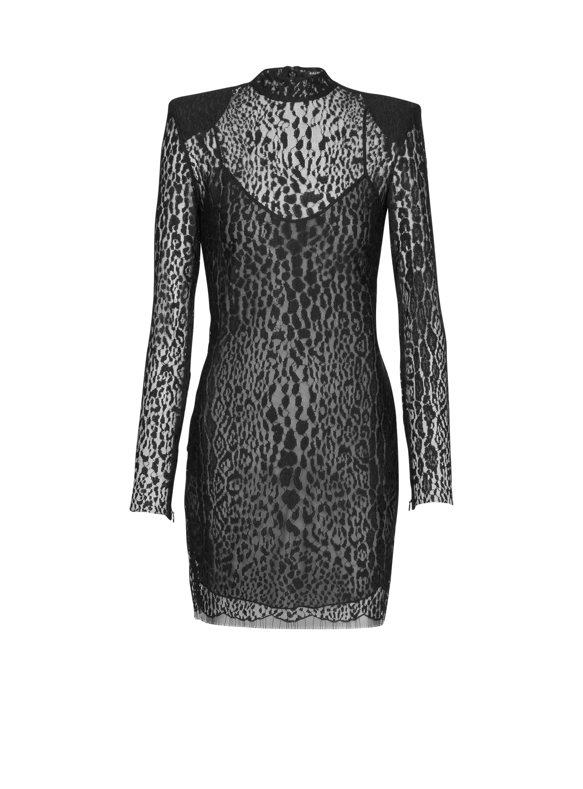 Robe bodycon en dentelle motif léopard - Noir