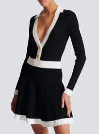 Short twisted knit dress - Black & White