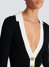 Short twisted knit dress - Black & White