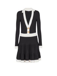 Short twisted knit dress - Black & White