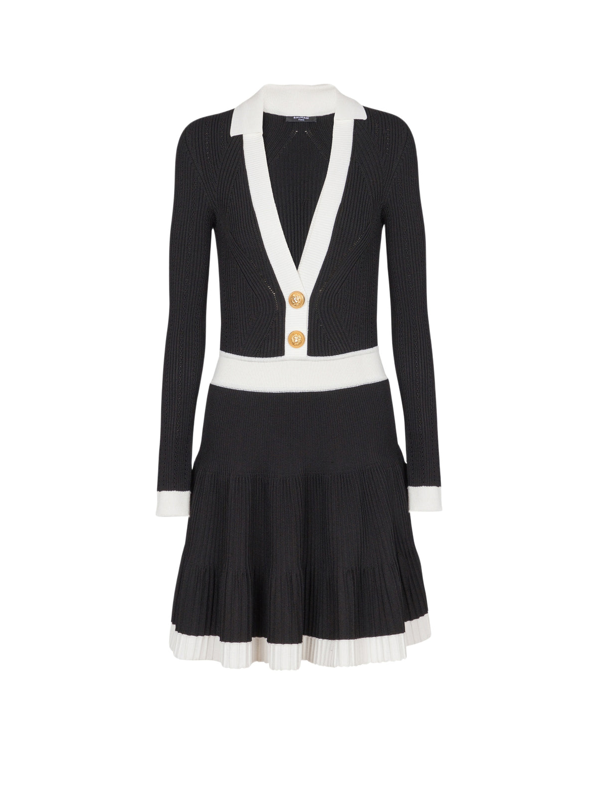 Short twisted knit dress - Black & White