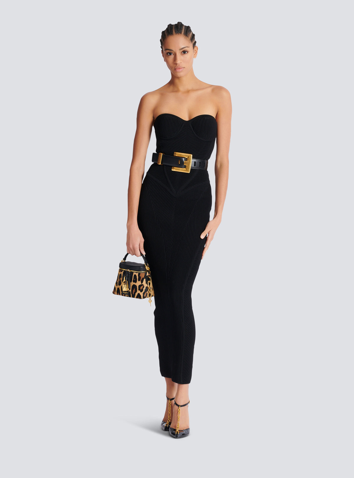 Robe bustier longue en maille - Noir