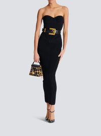 Robe longue bustier en maille - Noir