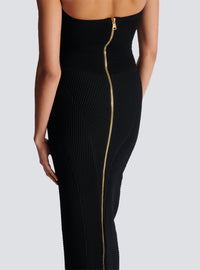 Robe bustier longue en maille - Noir