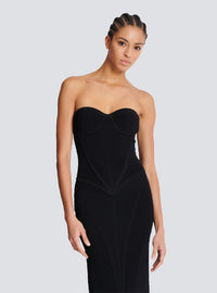 Robe bustier longue en maille - Noir